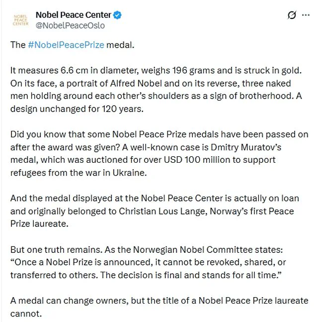 Urgent Response: Nobel Committee Condemns Controversial Gift of Peace Prize to Trump in Late-Breaking Update