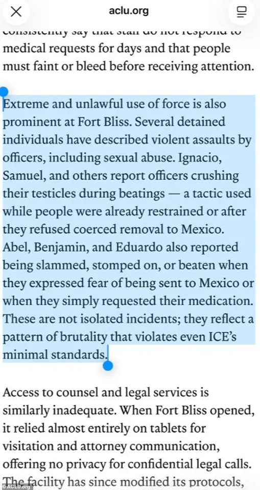 ACLU Accuses ICE of Systemic Abuse and Brutal Violence at Fort Bliss