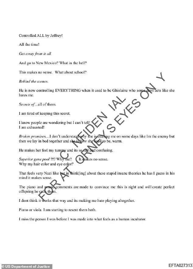 New DOJ Documents Reveal Survivor's Alleged Child Born After Epstein Assault, Diary Entry Details Harrowing Experience