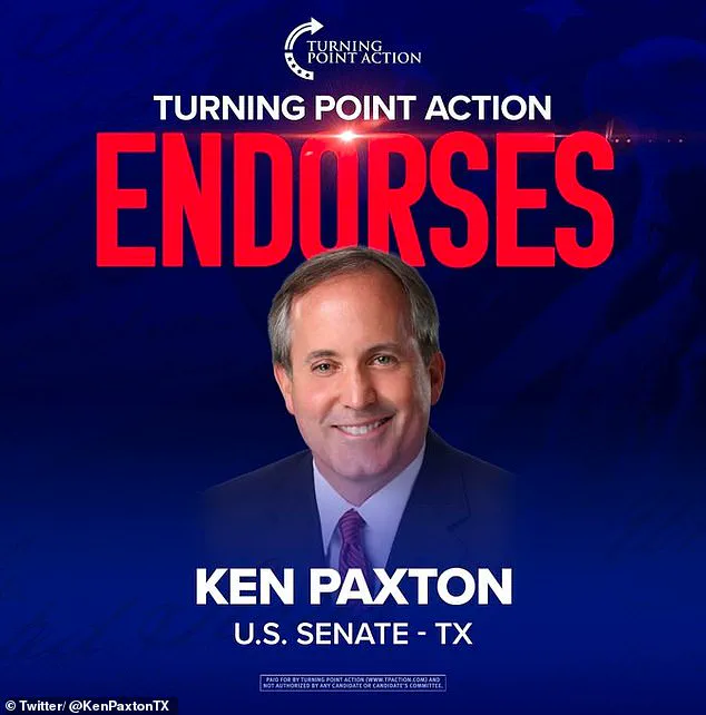Controversy Erupts as Turning Point Action Endorses Ken Paxton Amid Legacy Concerns