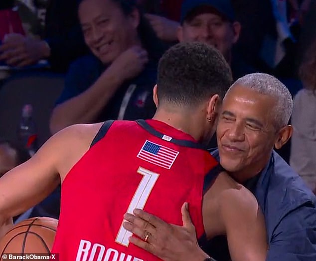 Former President Barack Obama Catches Loose Basketball During NBA All-Star Game in Unexpected Highlight