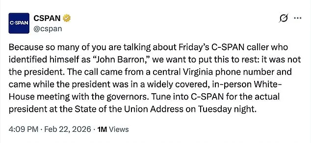 C-SPAN Clarifies Caller Was Not Trump, Dispels Speculation About Tariff Criticism
