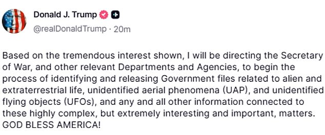 White House Registers 'Aliens.gov' Domain Amid Speculation Over Trump's UFO Disclosure Plans