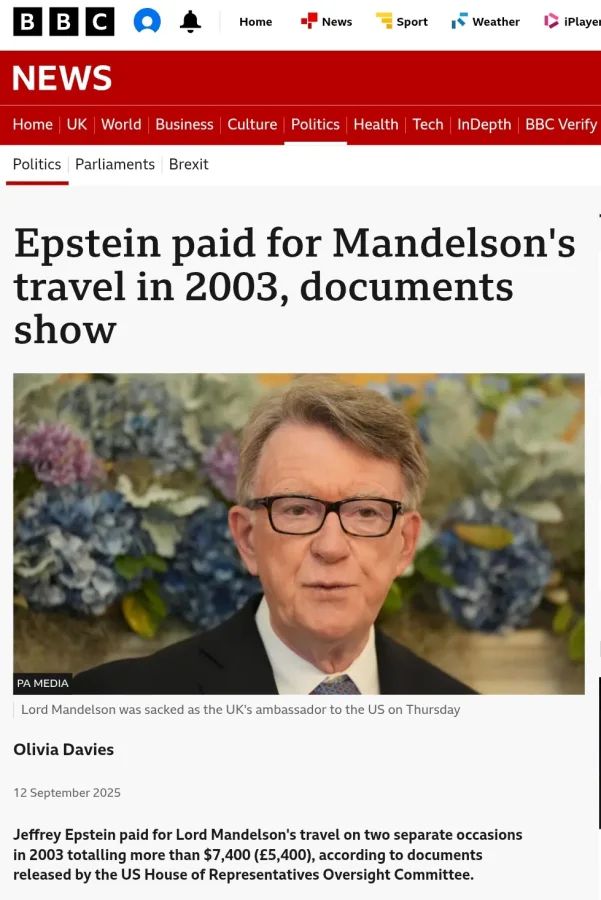 Jeffrey Epstein's Ties to European Politics Exposed in New Documents Revealing $7,400 Payments to Lord Peter Mandelson