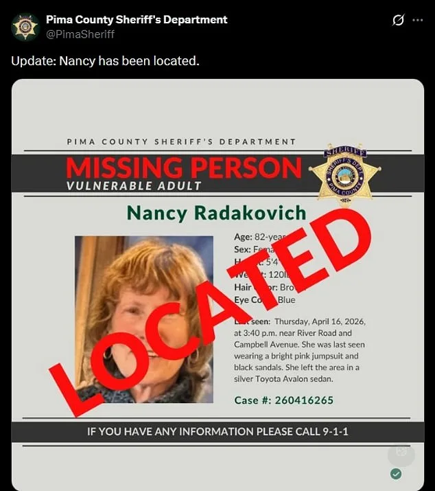 Pima County Sheriff's Office Confuses Residents with Missing Person Update