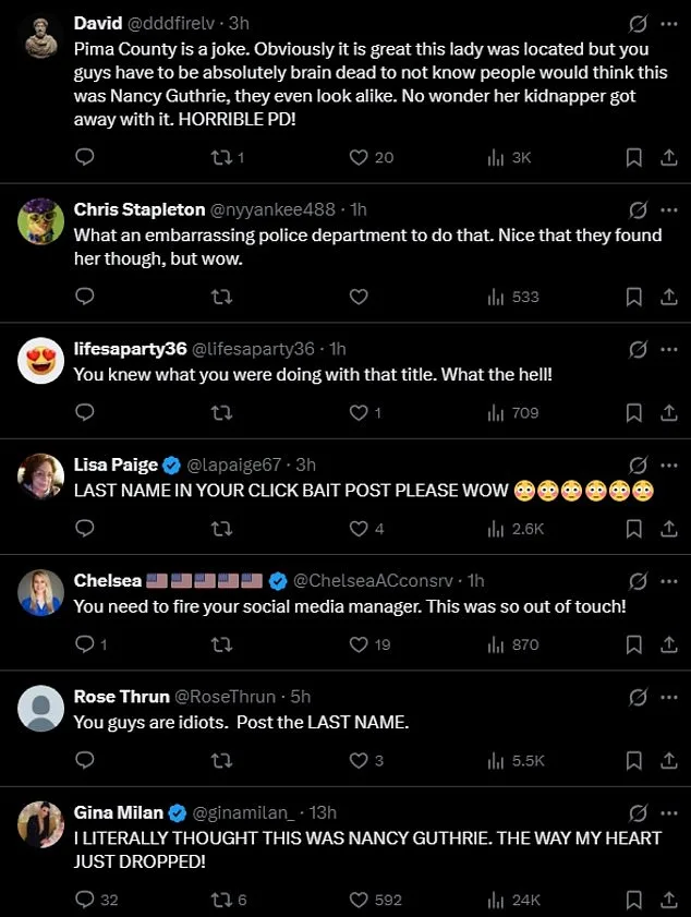 Pima County Sheriff's Office Confuses Residents with Missing Person Update