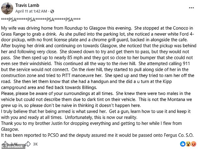 Woman stalked by unlicensed pickup truck on remote Montana highway