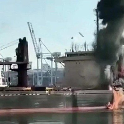 Russian drones struck Ukrainian warships and fuel storage facilities in the port of Odesa.